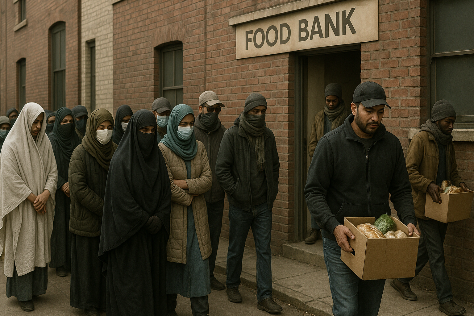 20250809_0730_Respectful Food Bank Queue_simple_compose_01k26r93edftptxz1x5vbgwfge
